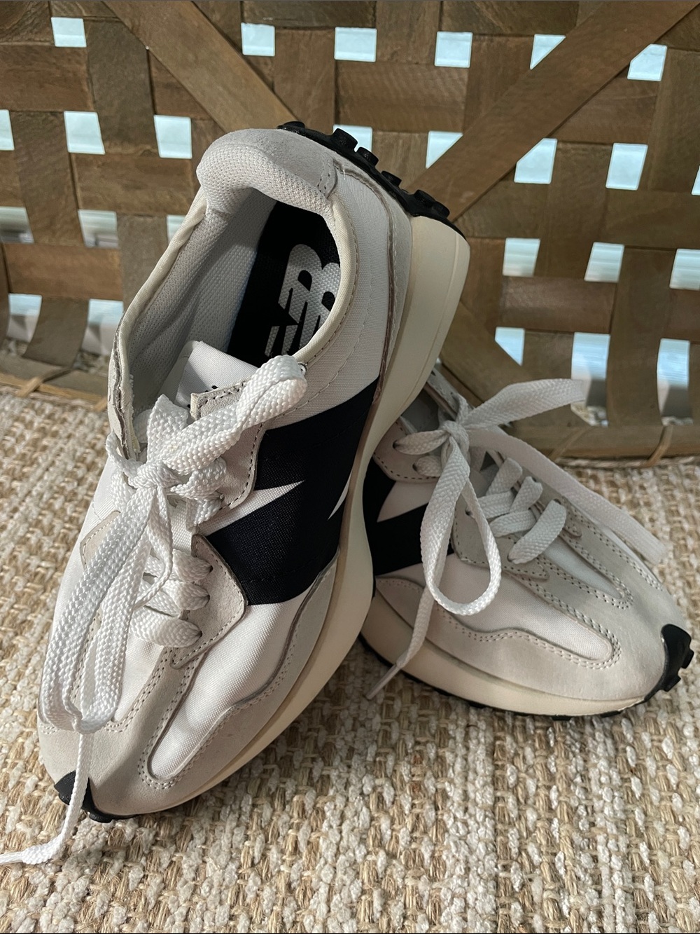 New Balance Cream and Black Women's Retro Runner Sneakers